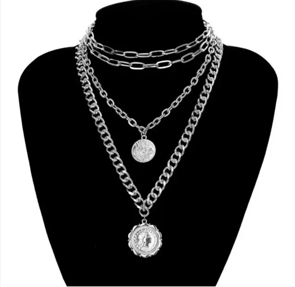 Athens Coin Layered Necklace Set