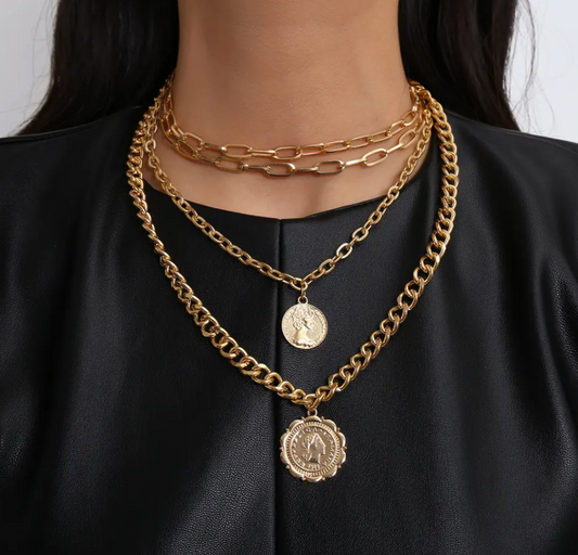 Athens Coin Layered Necklace Set