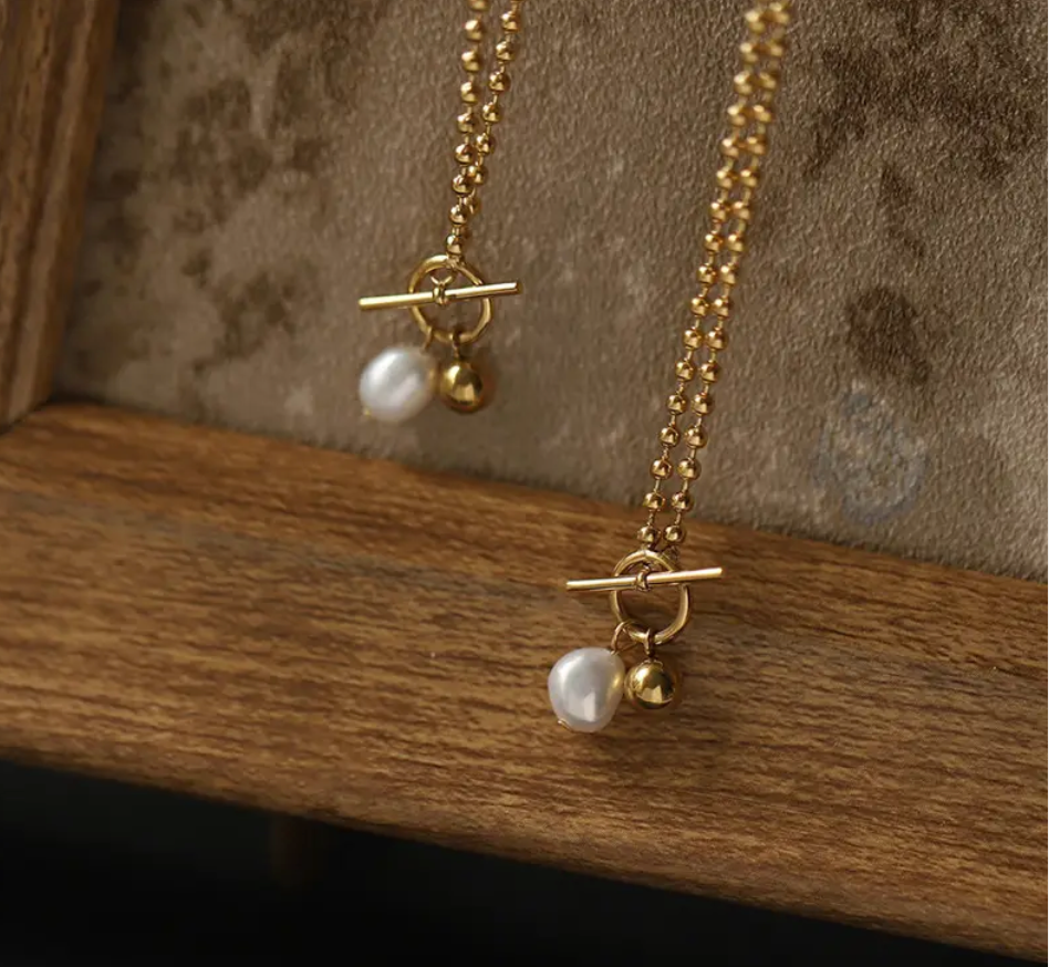 Phoebe Freshwater Pearl Toggle Necklace